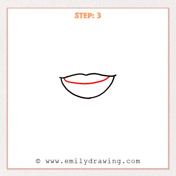 how to draw an anime mouth - Step 3: A curved inner line is added to show the top interior of the anime mouth.